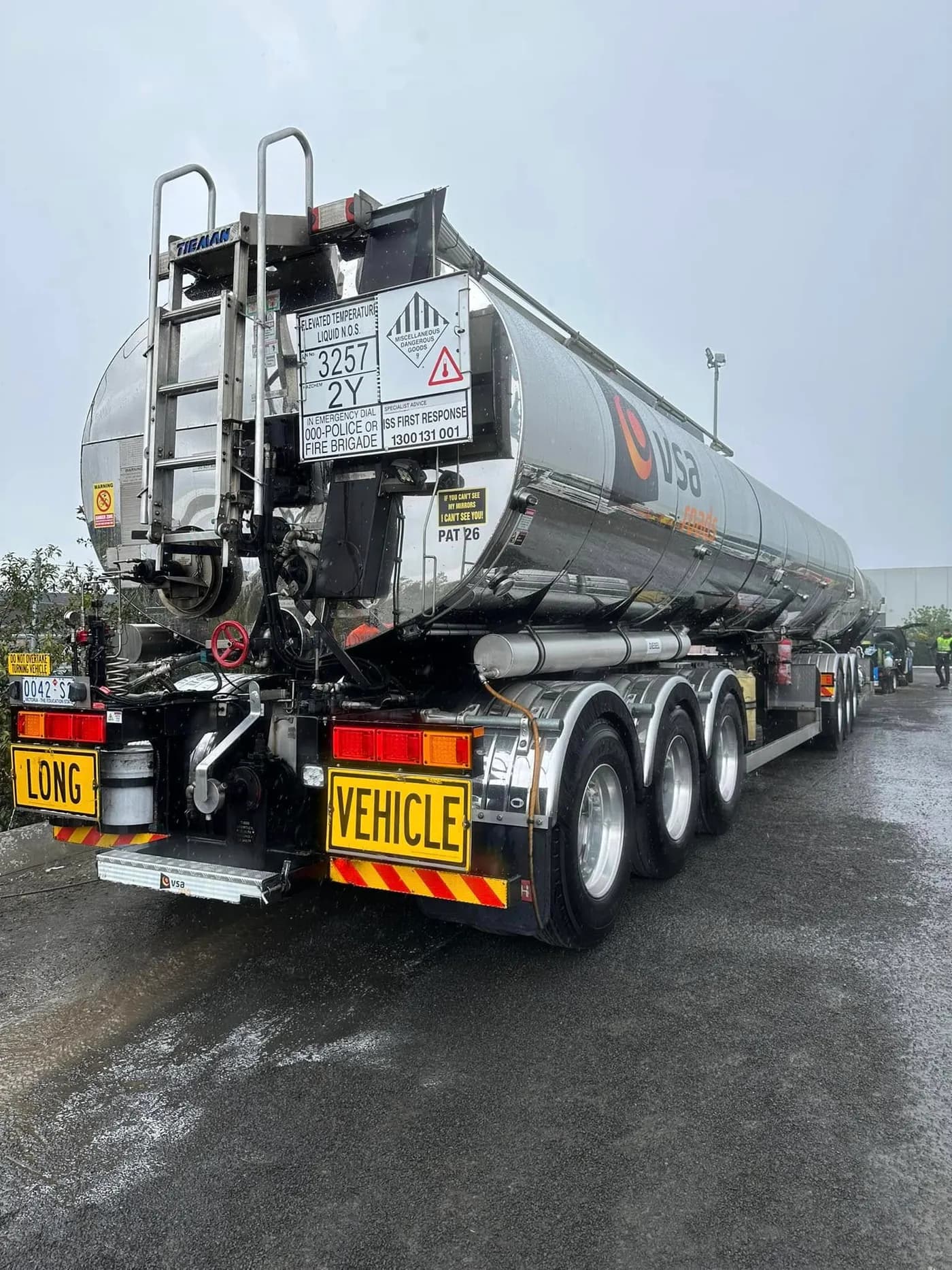 Stainless steel tanker after wash